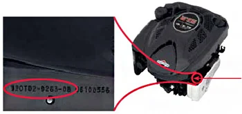 Briggs & Stratton push mower engine model-type sijainti 3